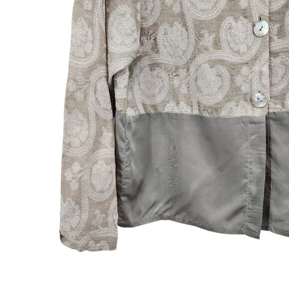 Jackie Loves John women's Linen Blend Embroidered  Button Front Jacket - M - Picture 3 of 9